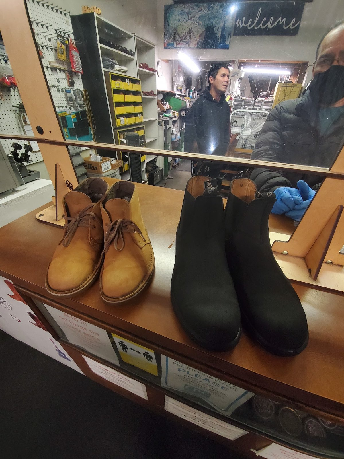 Boots at the counter