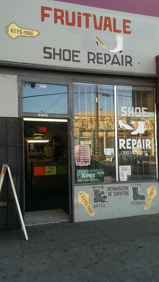 Fruitvale Shoe Repair storefront sign and entrance